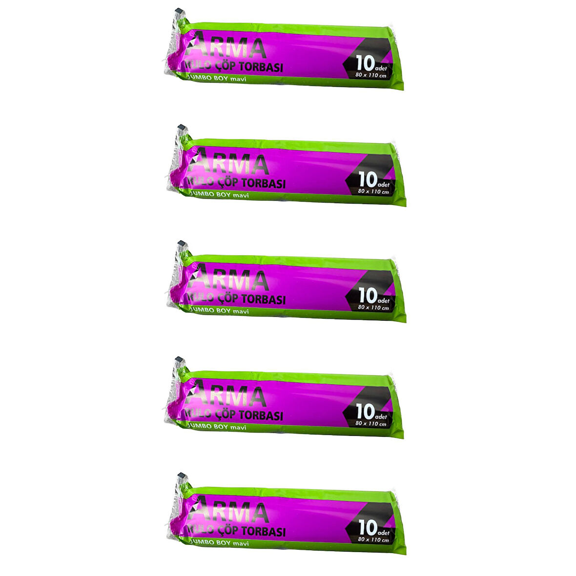 Arma Jumbo Boy 90 Lt. Mavi Çöp Torbası Poşeti - 80 x 110 Cm / 10 Adetlik 5 Rulo