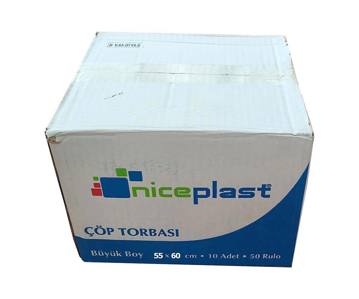 Niceplast Mavi Orta Boy 55x60 Cm. 30 Litre Çöp Torbası Poşeti - 20 Adetlik 50 Rulo- 1000 Adet / Koli