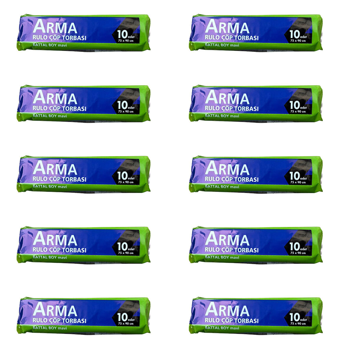 Arma Battal Boy 70 Lt. Mavi Çöp Torbası Poşeti - 75 x 90 Cm / 10 Adetlik 10 Rulo