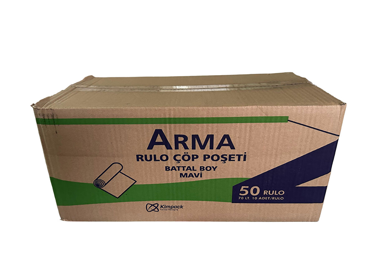 Arma Battal Boy 70 Lt. Mavi Çöp Torbası Poşeti - 75 x 90 Cm / 10 Adetlik 50 Rulo / Koli