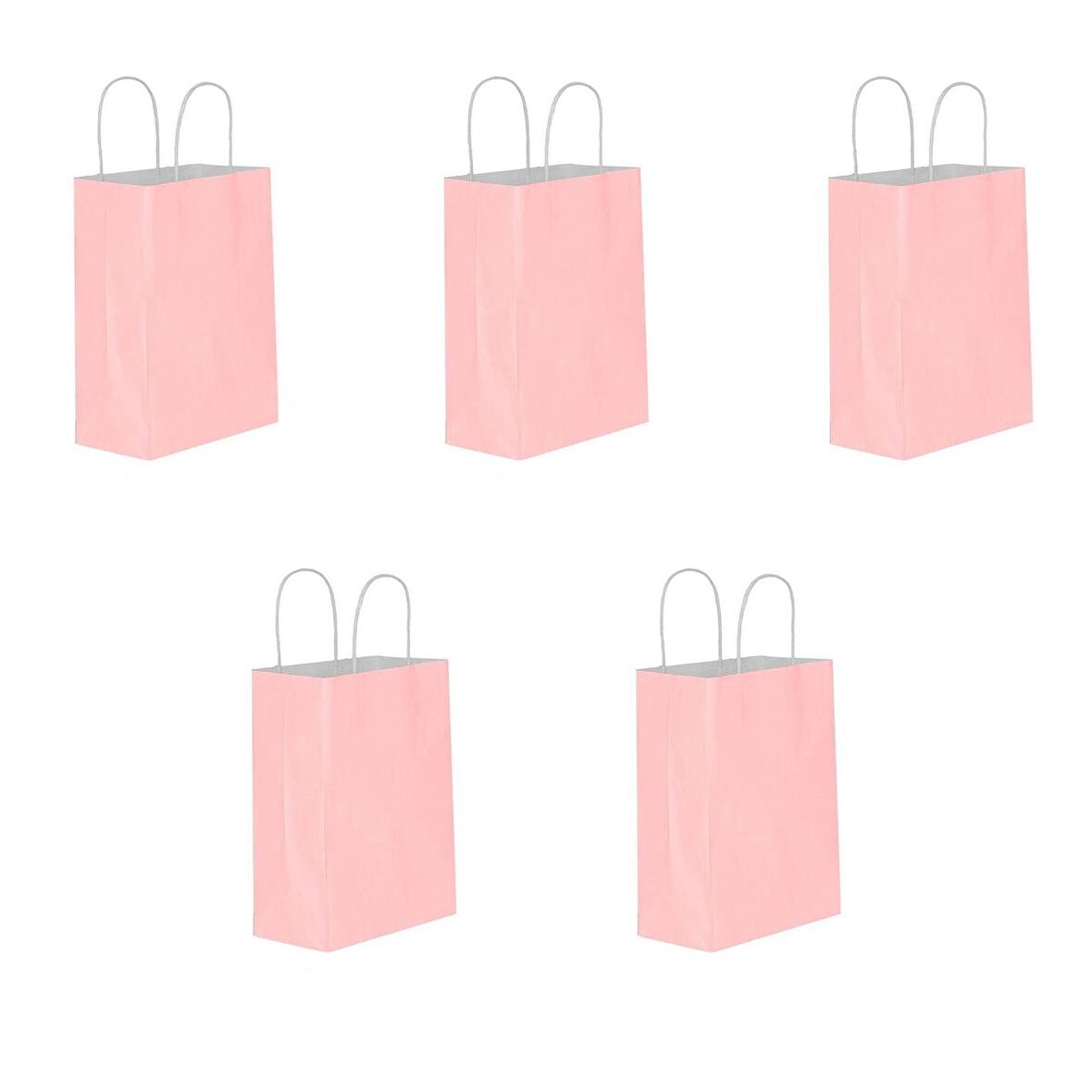 Büküm Saplı Kraft Kağıt Karton Hediyelik Çanta Poşet Torba - Pembe - 25x31 Cm. - 5 Adetlik 1 Paket