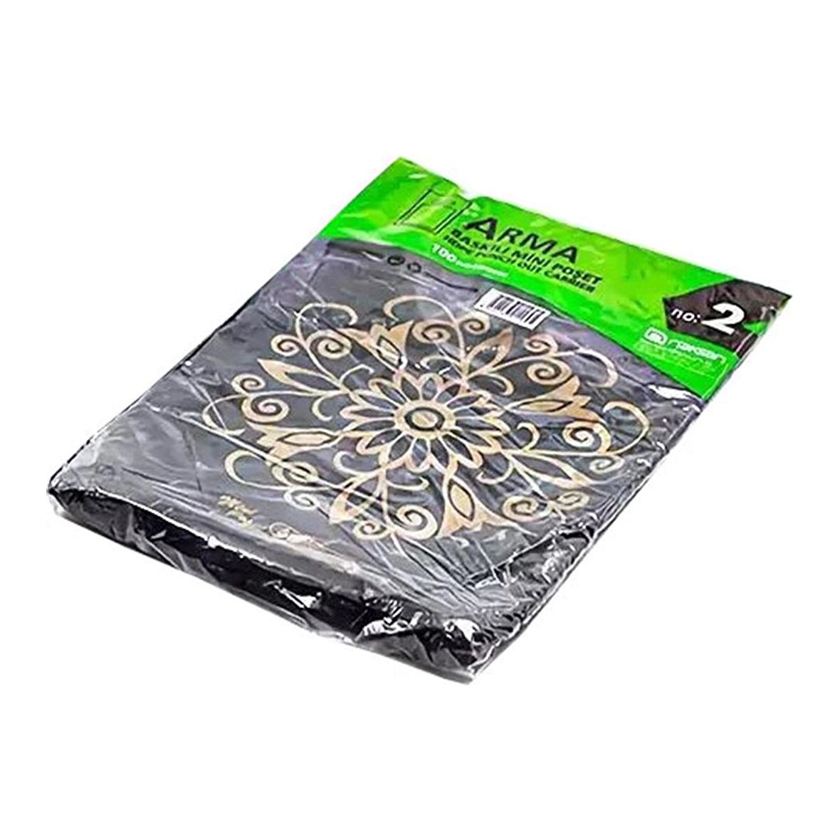 Arma Baskılı Mini Blok Poşet Torba - No : 2 - 25x37 Cm. - Siyah - 100 Adetlik 1 Paket