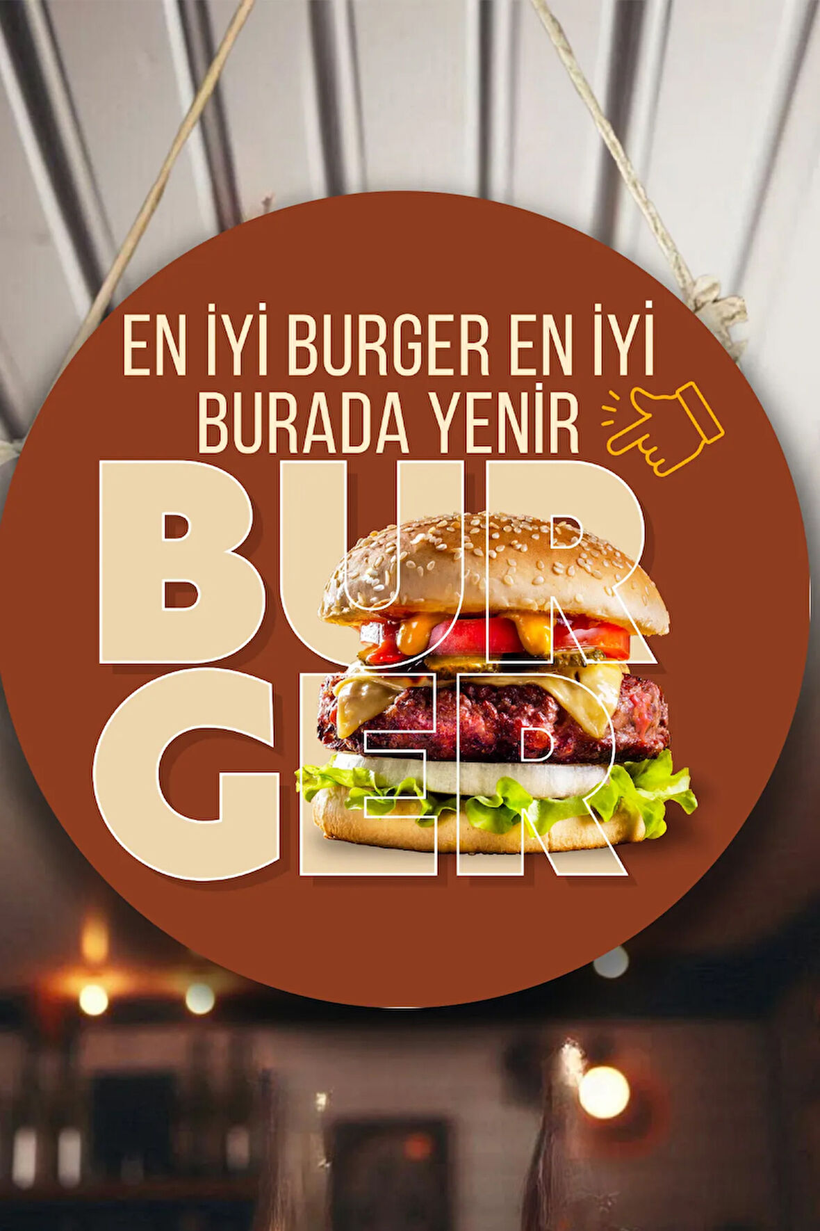 Hamburger Dükkanı Duvar, Kapı, Çift Taraflı Askılı Pano Karşılama Tabelası, Burger Salonu Tablo Süsü
