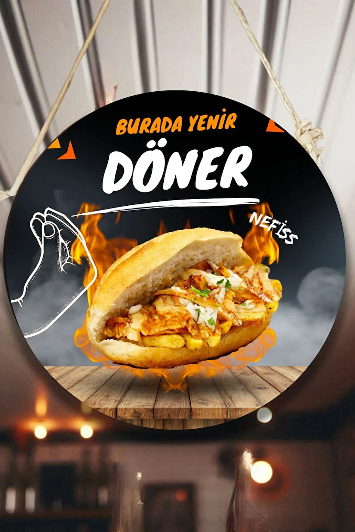 Döner Salonu Için Duvar, Kapı, Çift Taraflı Askılı Pano Karşılama Tabelası, Restoran Süs Dekor