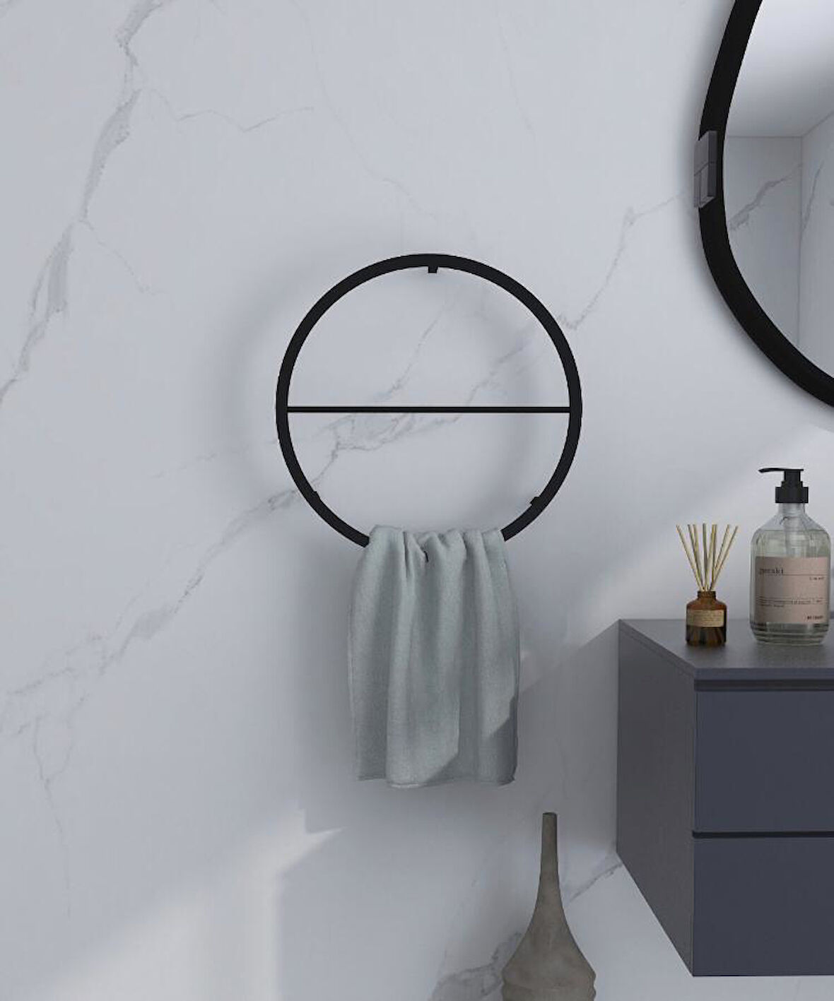 Çuha Çember Havlu Askısı Siyah