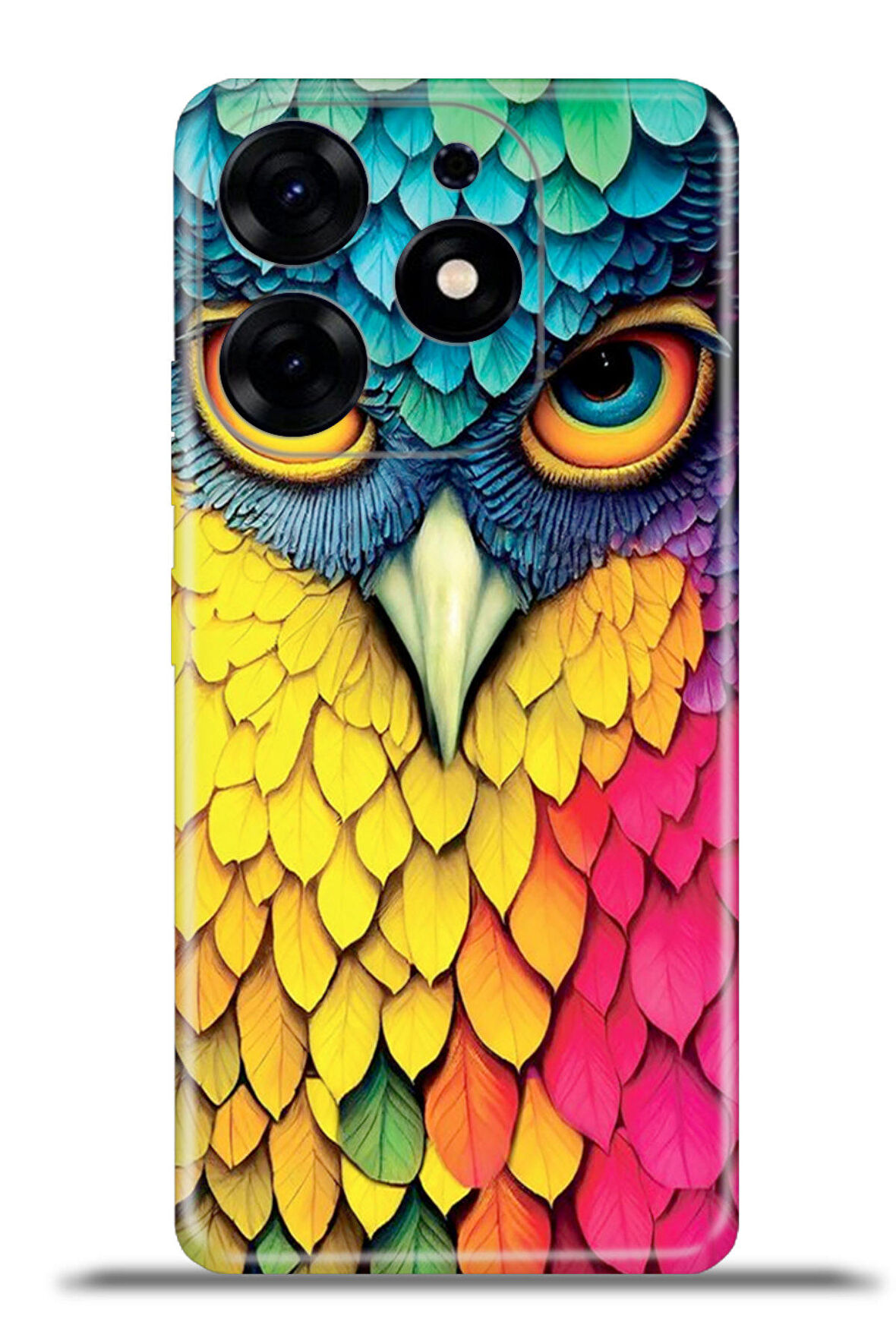 Tecno Spark 10 Pro Esnek Silikon Kamera Koruma 4k Desenli Özel Tasarım - Renkli Baykuş