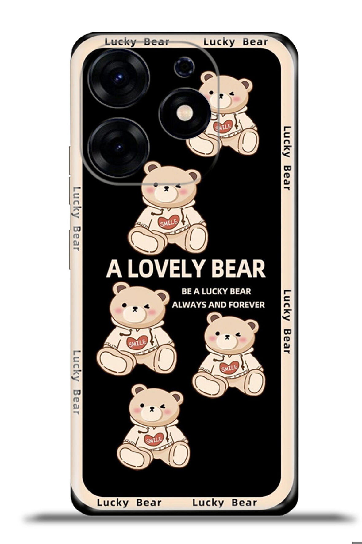 Tecno Spark 10 Pro Esnek Silikon Kamera Koruma 4k Desenli Özel Tasarım - Lucky Bear