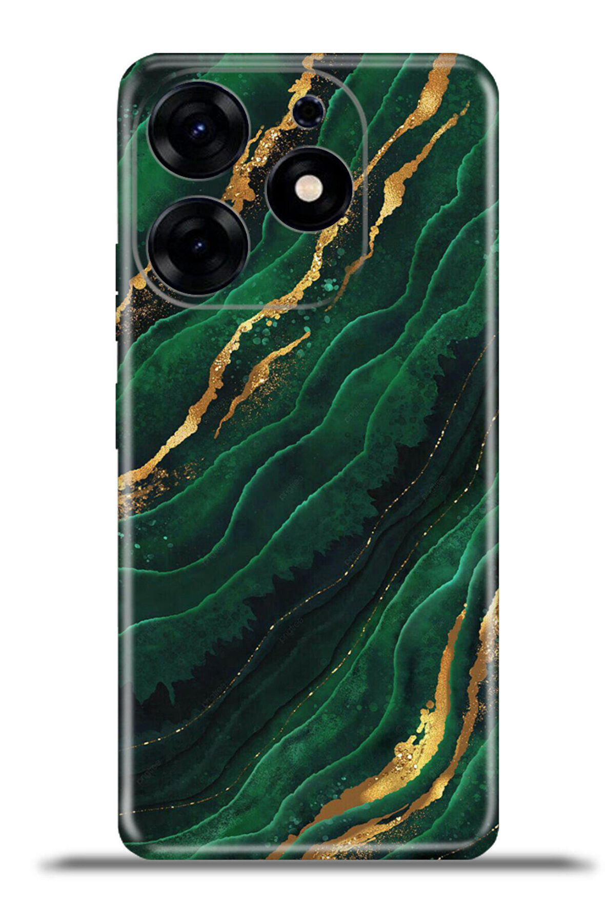Tecno Spark 10 Pro Esnek Silikon Kamera Koruma 4k Desenli Özel Tasarım - Zümrüt mermer