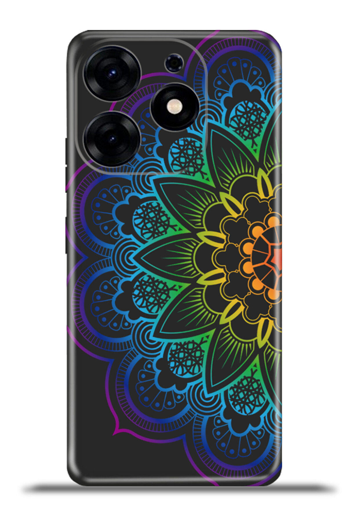 Tecno Spark 10 Pro Esnek Silikon Kamera Koruma 4k Desenli Özel Tasarım - Renkli Mandala