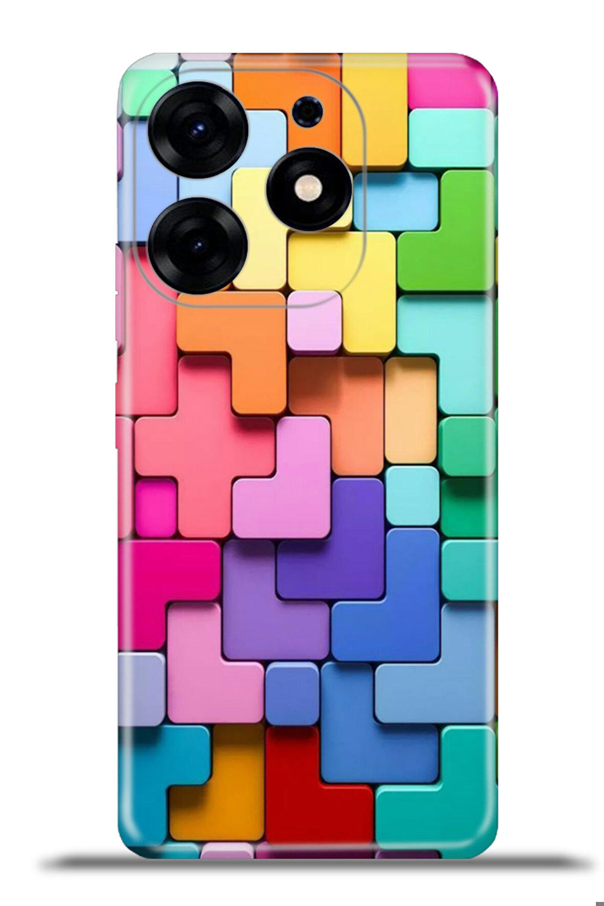 Tecno Spark 10 Pro Esnek Silikon Kamera Koruma 4k Desenli Özel Tasarım - Rainbow Puzzle