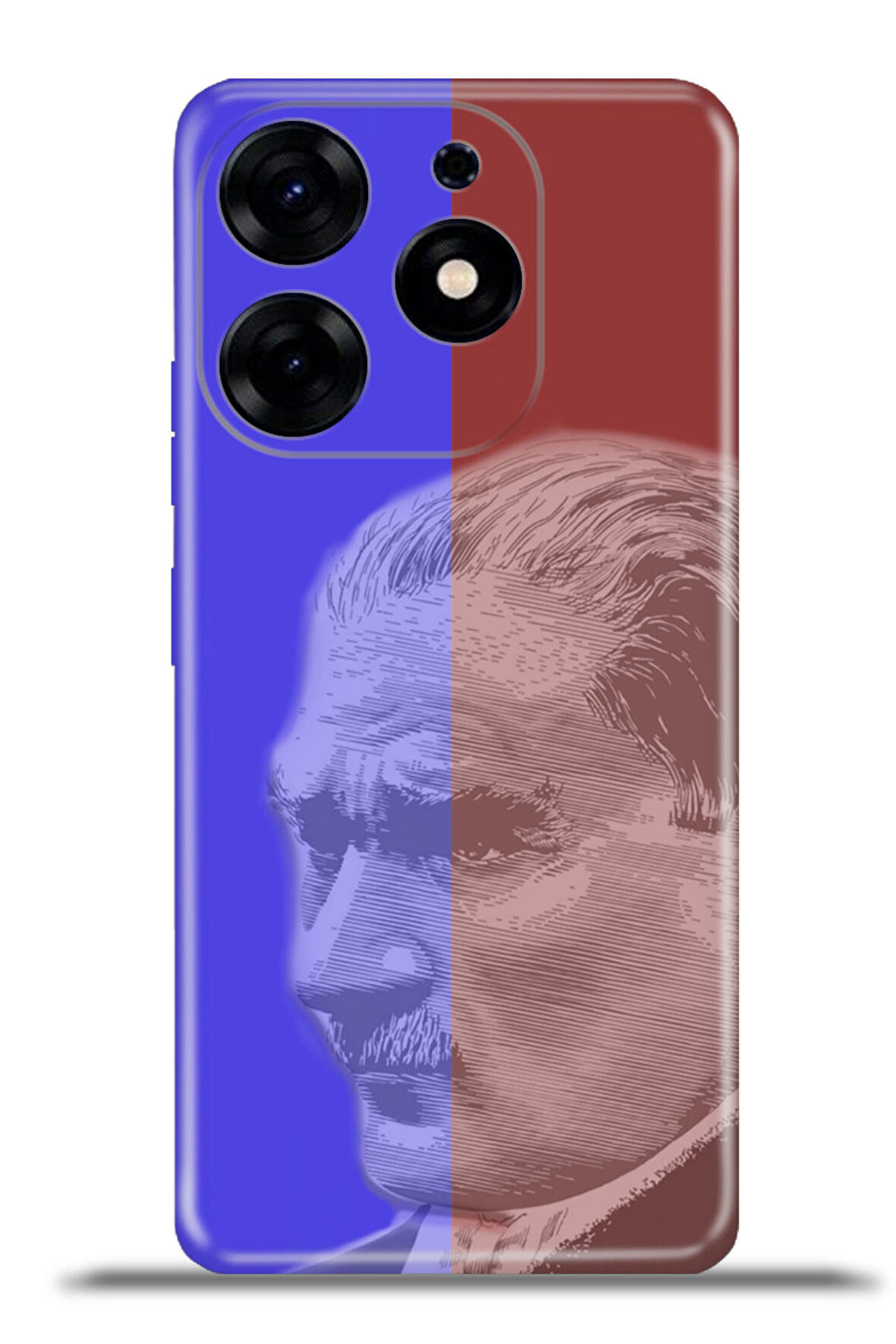 Tecno Spark 10 Pro Esnek Silikon Kamera Koruma 4k Desenli Özel Tasarım - Bordo Mavi Atatürk