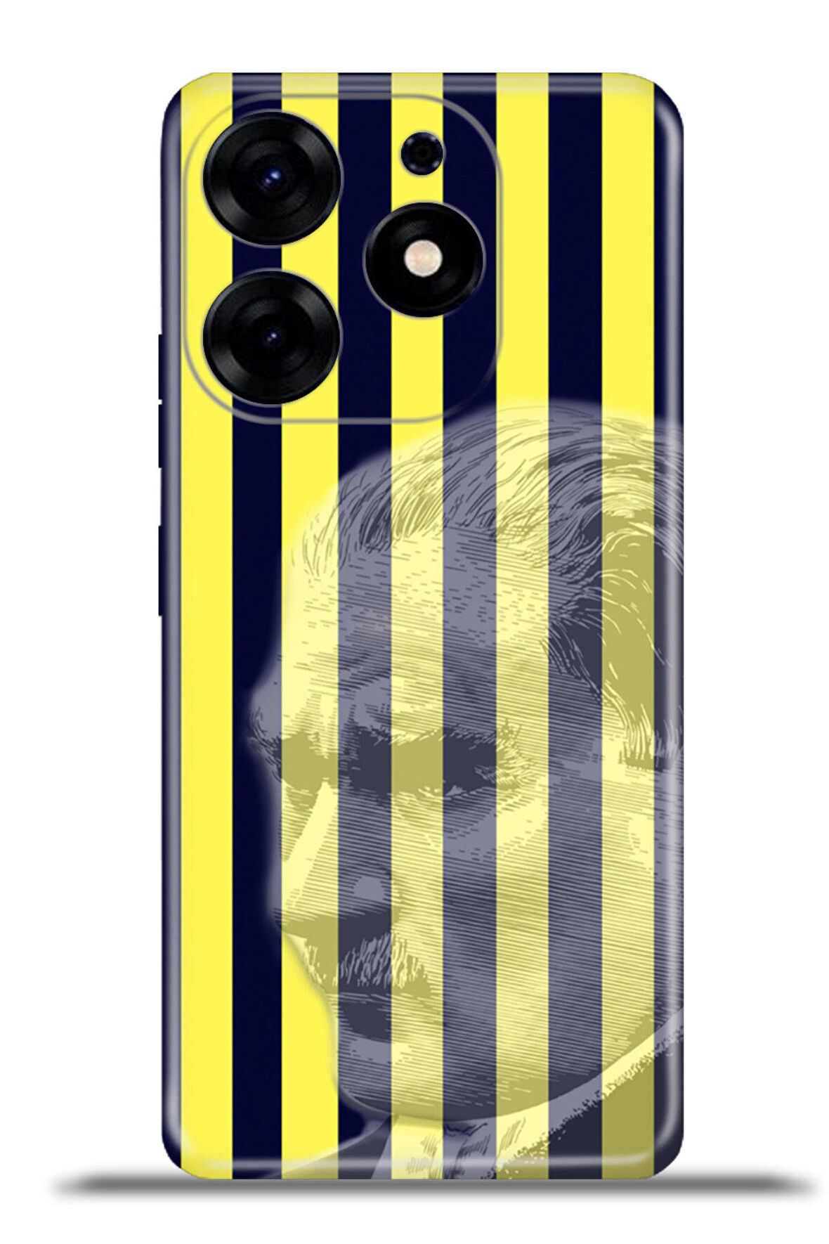 Tecno Spark 10 Pro Esnek Silikon Kamera Koruma 4k Desenli Özel Tasarım -SarıLacivertAtatürk