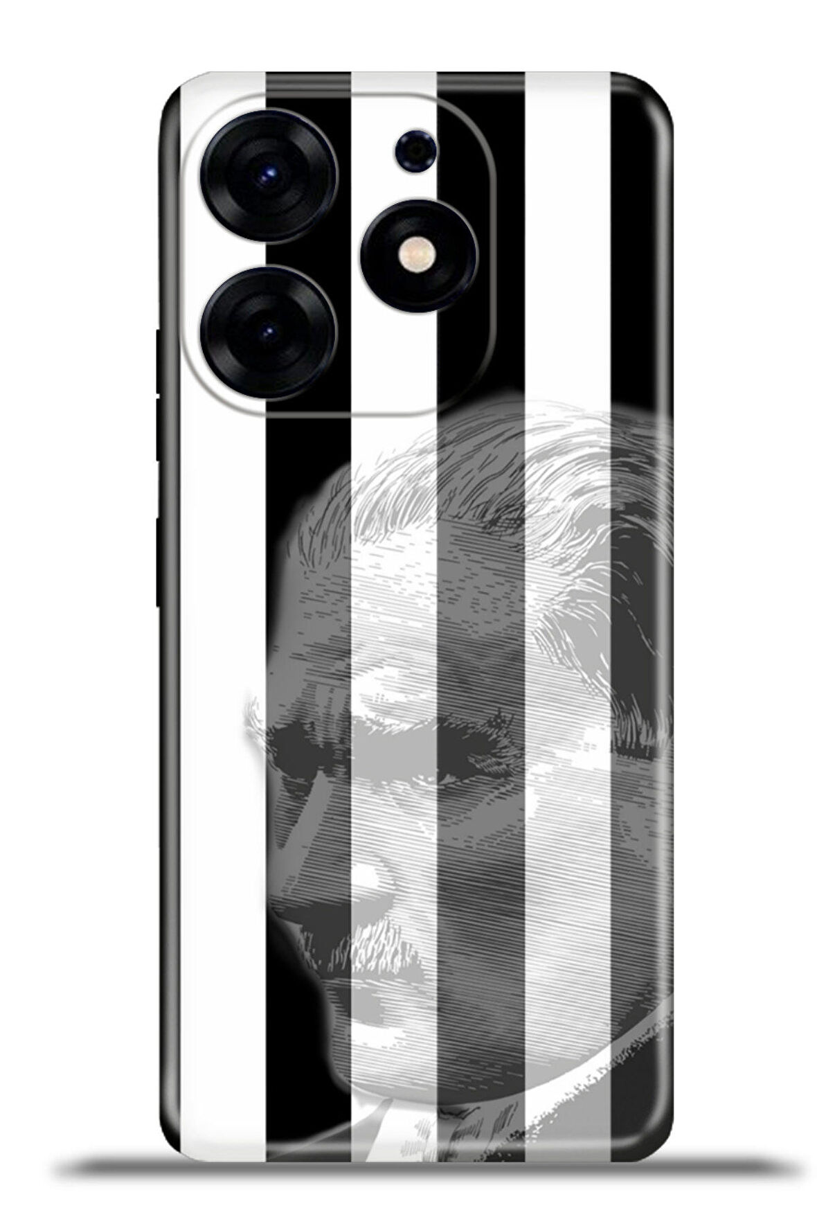Tecno Spark 10 Pro Esnek Silikon Kamera Koruma 4k Desenli Özel Tasarım - SiyahBeyazAtatürk