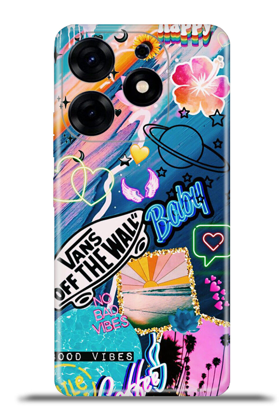 Tecno Spark 10 Pro Esnek Silikon Kamera Koruma 4k Desenli Özel Tasarım - Good Vibes