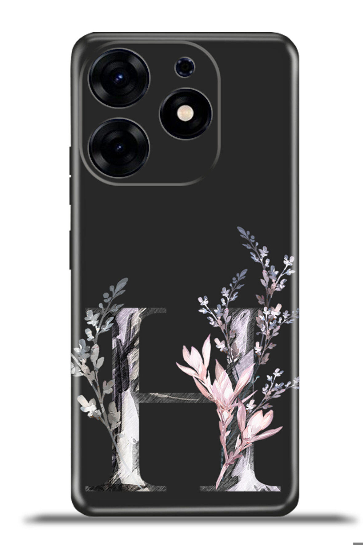 Tecno Spark 10 Pro Esnek Silikon Kamera Koruma Kişiye Özel Harfler Flora - H Harfi