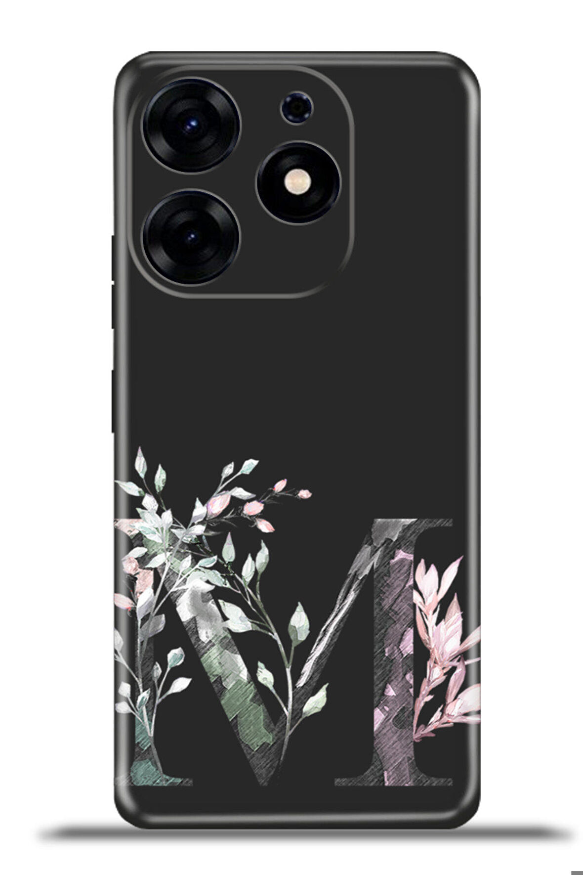 Tecno Spark 10 Pro Esnek Silikon Kamera Koruma Kişiye Özel Harfler Flora - M Harfi