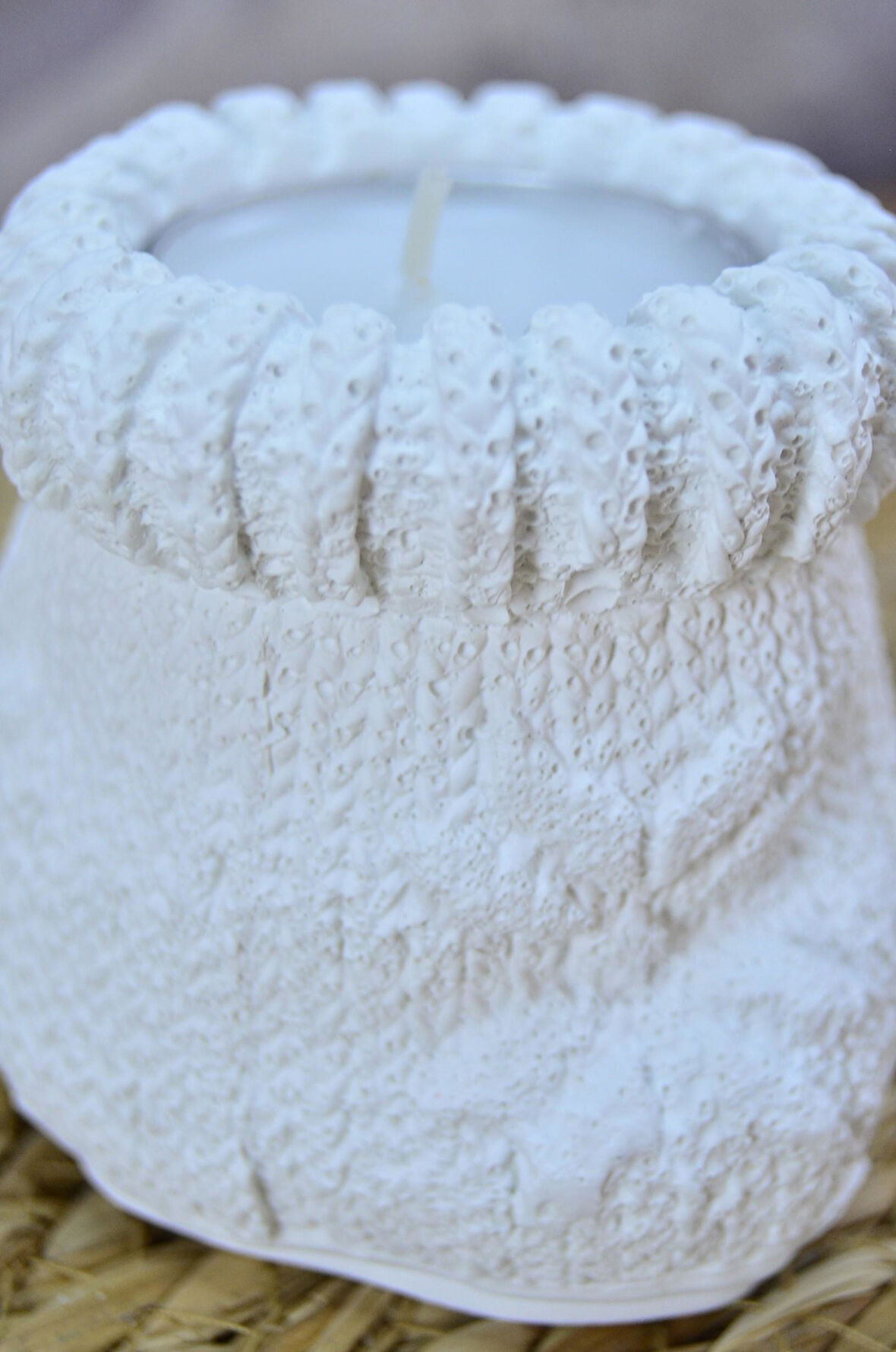 Çuval Şeklinde Tealight Mumluk – Rustik Seramik Dekoratif Dekor beton 
