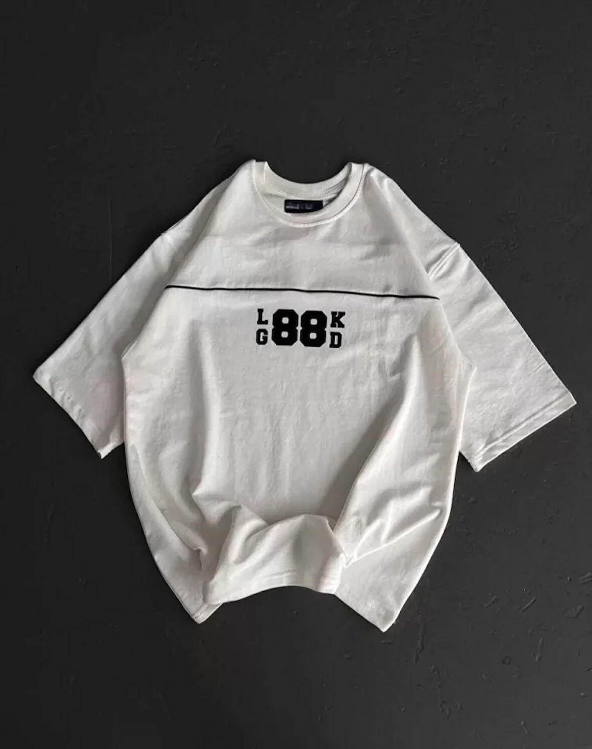 civetta Unisex Bisiklet Yaka Baskılı Oversize T-Shirt - Beyaz