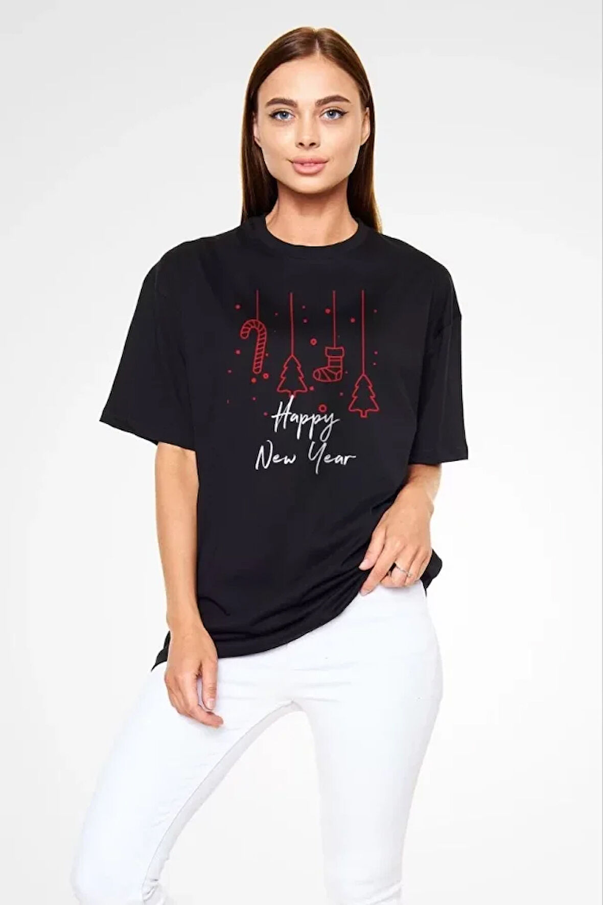 civetta Unisex Bisiklet Yaka Baskılı Oversize T-Shirt - Siyah