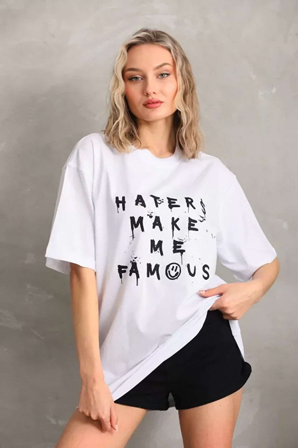civetta Unisex Baskılı Oversize T-Shirt - Beyaz