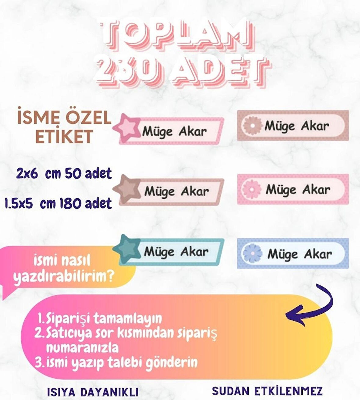 Kişiye Özel 230 Adet Çocuk İsim Etiketleri, Okul Etiketi Kalem Defter Kitap Etiketi CYA330