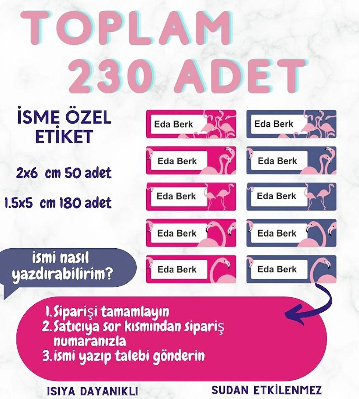 Kişiye Özel 230 Adet Çocuk İsim Etiketleri, Okul Etiketi Kalem Defter Kitap Etiketi CYA336