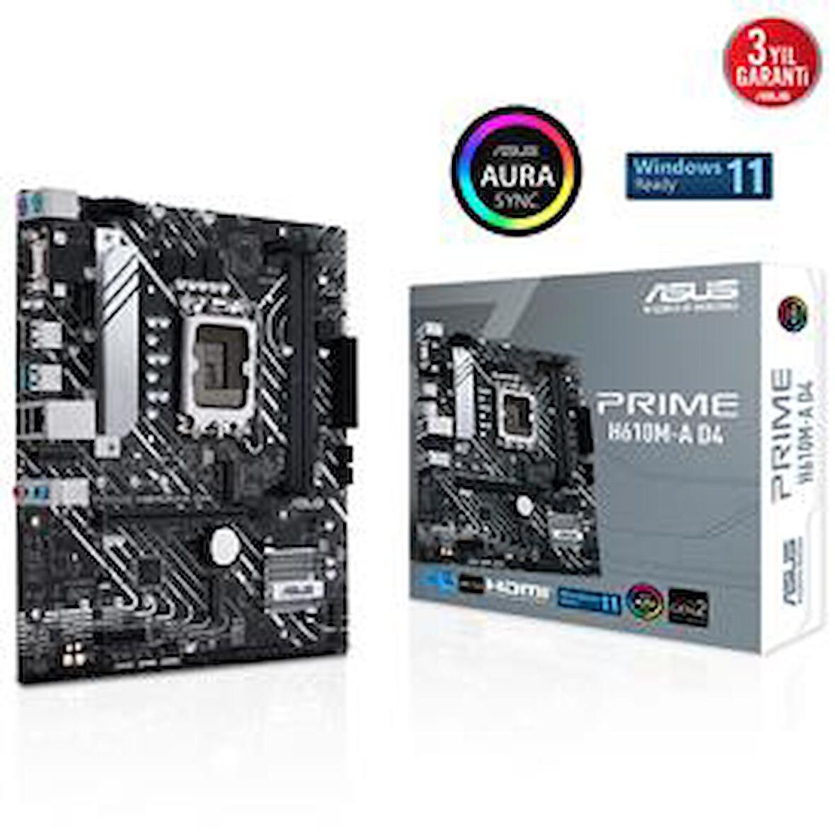 ASUS PRIME H610M-A D4 1700P DDR4 SES GLAN DP/HDMI/VGA SATA3 USB3.2 mATX