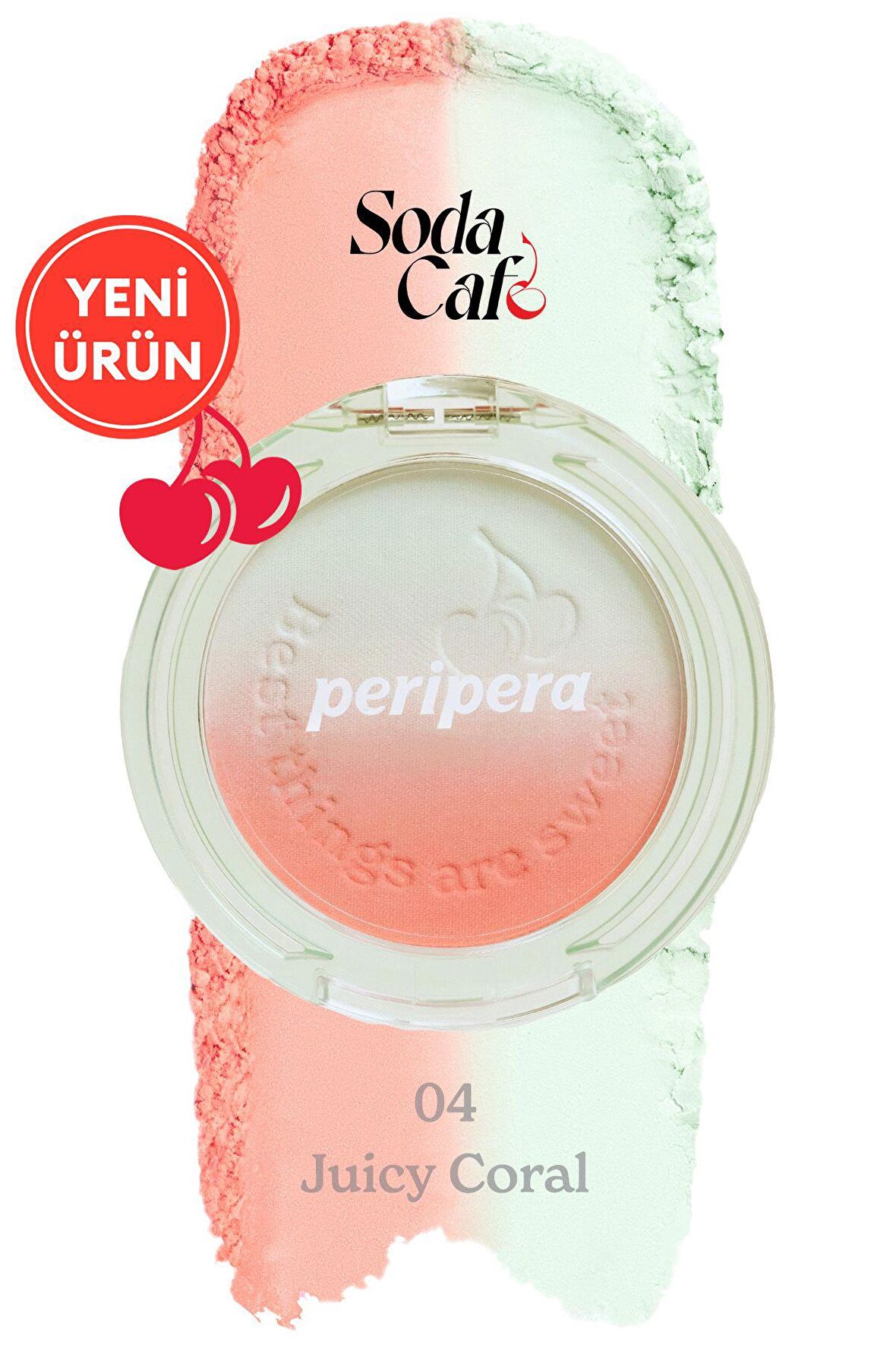 Doğal ve Aydınlık Görünüm Sunan İki Tonlu Allık PERIPERA Pure Blushed Custom Cheek (004 Juicy Coral)