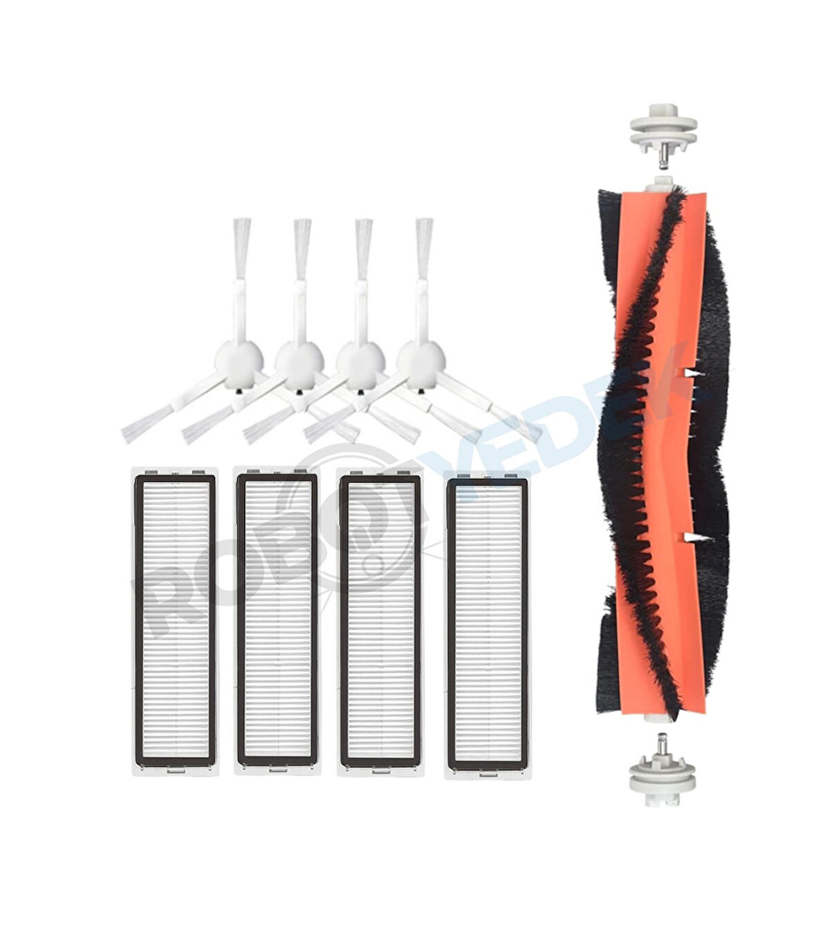 Dreame D10S D10S Pro Uyumlu Yedek Mopsuz Beyaz Yan Fırça Hepa Filtre Seti-9 Parça