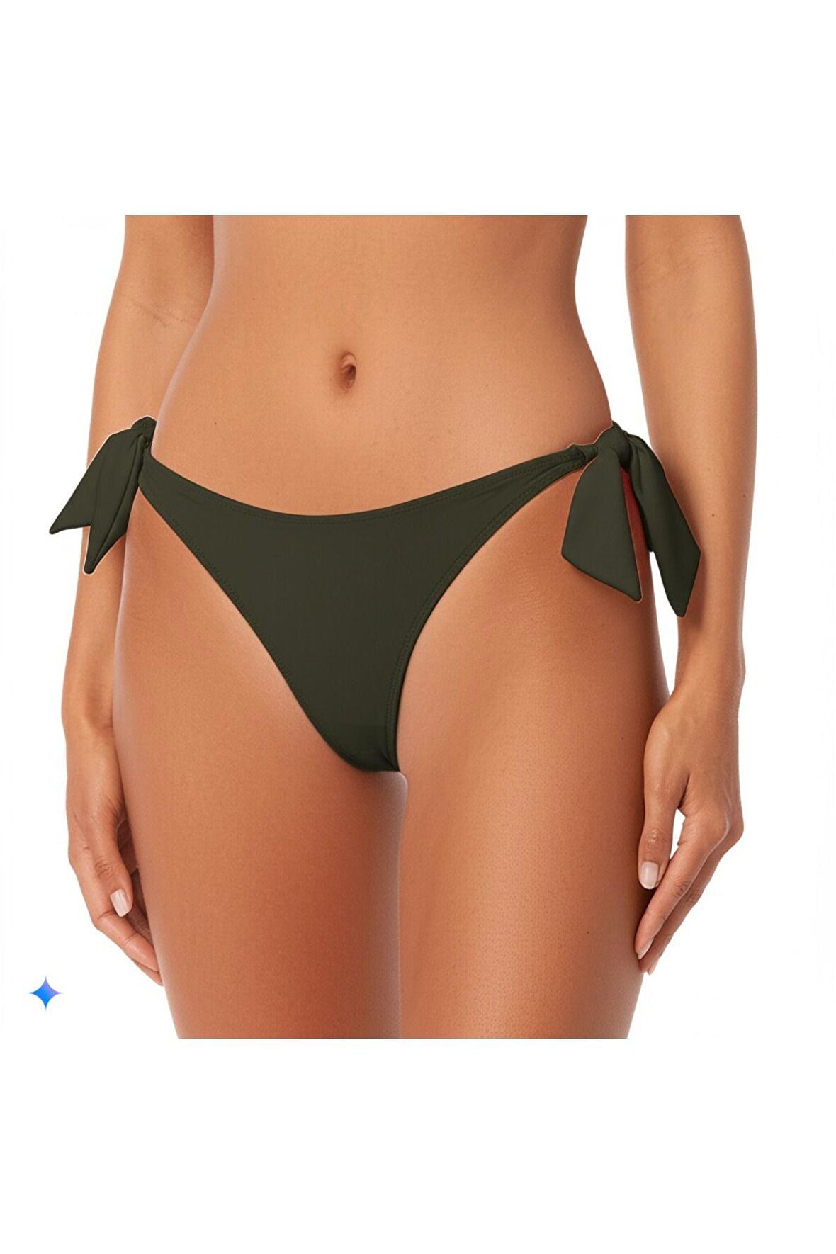 Haki Brezilya Kalın İp Bağlamalı Bikini Altı