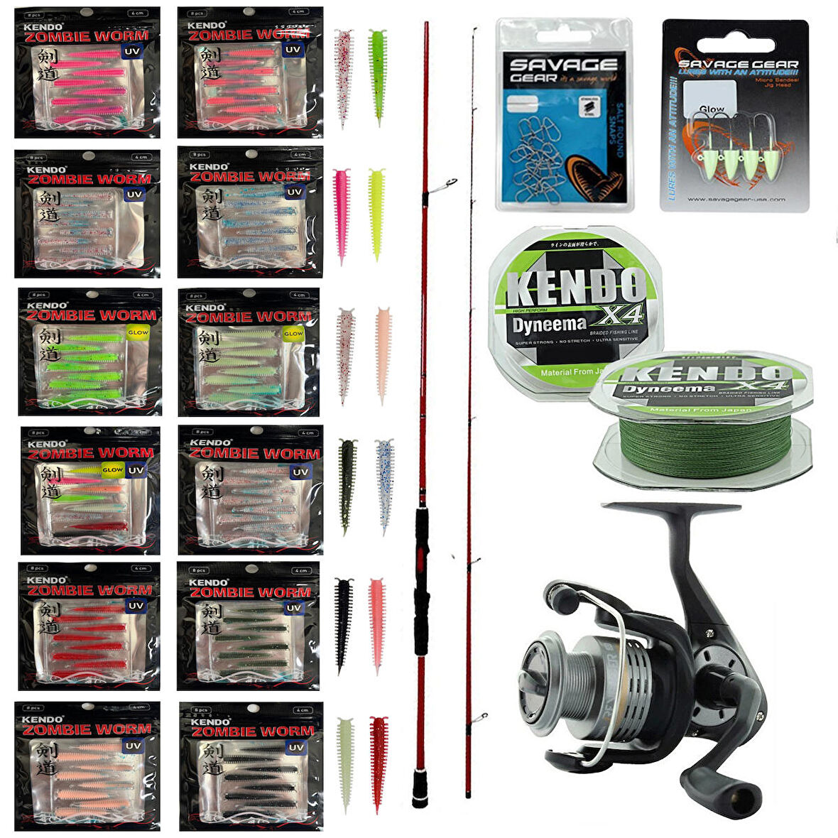 YekOutdoor Silikonlu LRF Seti Okuma Red Spin 7'0'' 2.12 cm 1-12 gr 2 Parça&Okuma Revenger RV-25 FD Olta Makinesi