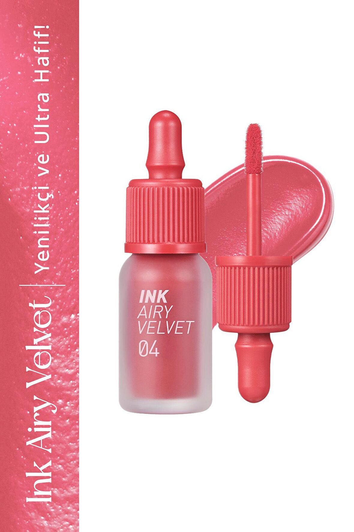 Uzun Süre Kalıcı ve Hafif Formüllü, Kadife Bitişli Tint Peripera Ink Airy Velvet (4 Pretty Pink)