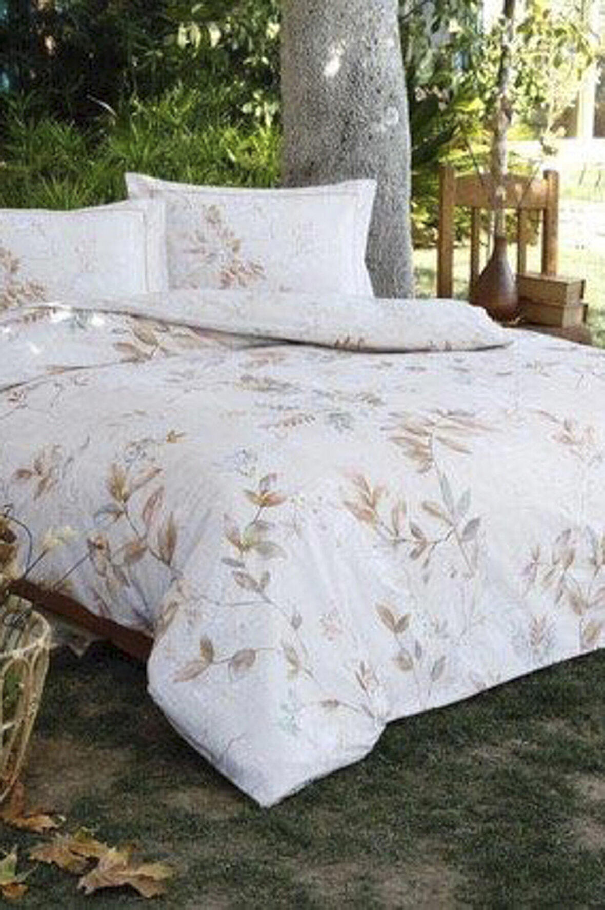 Turuncu Flanel Autumn Floret Tek Kişilik Nevresim Takımı