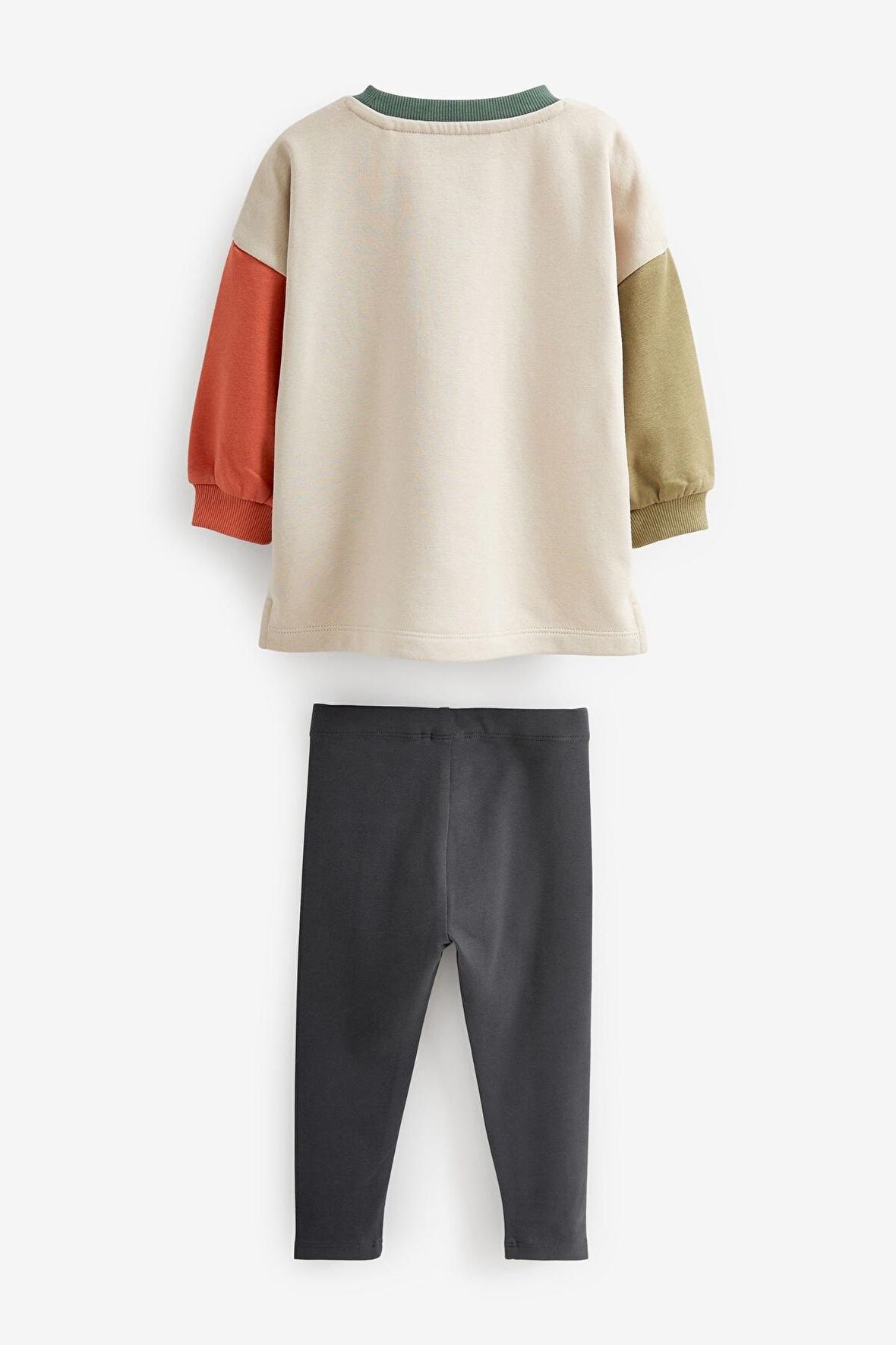 % 100 Pamuklu Renk Bloklu Sweatshirt Tayt Alt Üst Takım