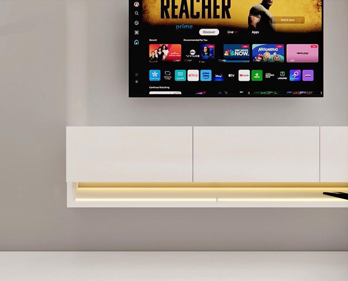 Yıldız Ledli Duvara Monte Tv Ünitesi Beyaz 