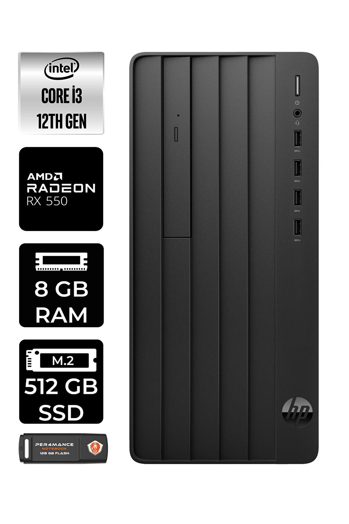 HP PRO TOWER 290 G9 i3 12100 8GB RAM 512GB RAM W11HOME 6D3A1EA MASAÜSTÜ PC & PER4 BELLEK