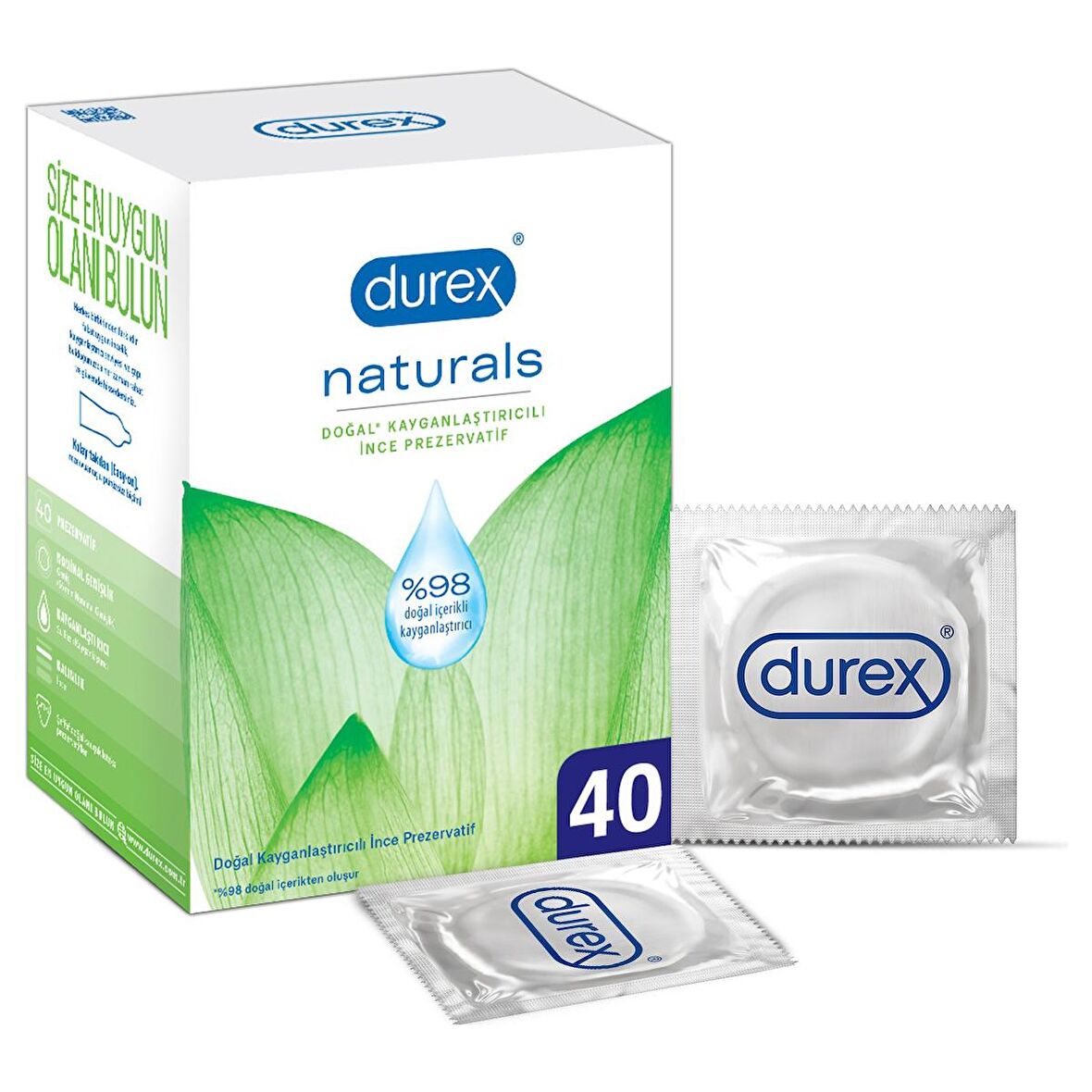 Durex Naturals Prezervatif Ekstra Avantaj Paketi 40 lı