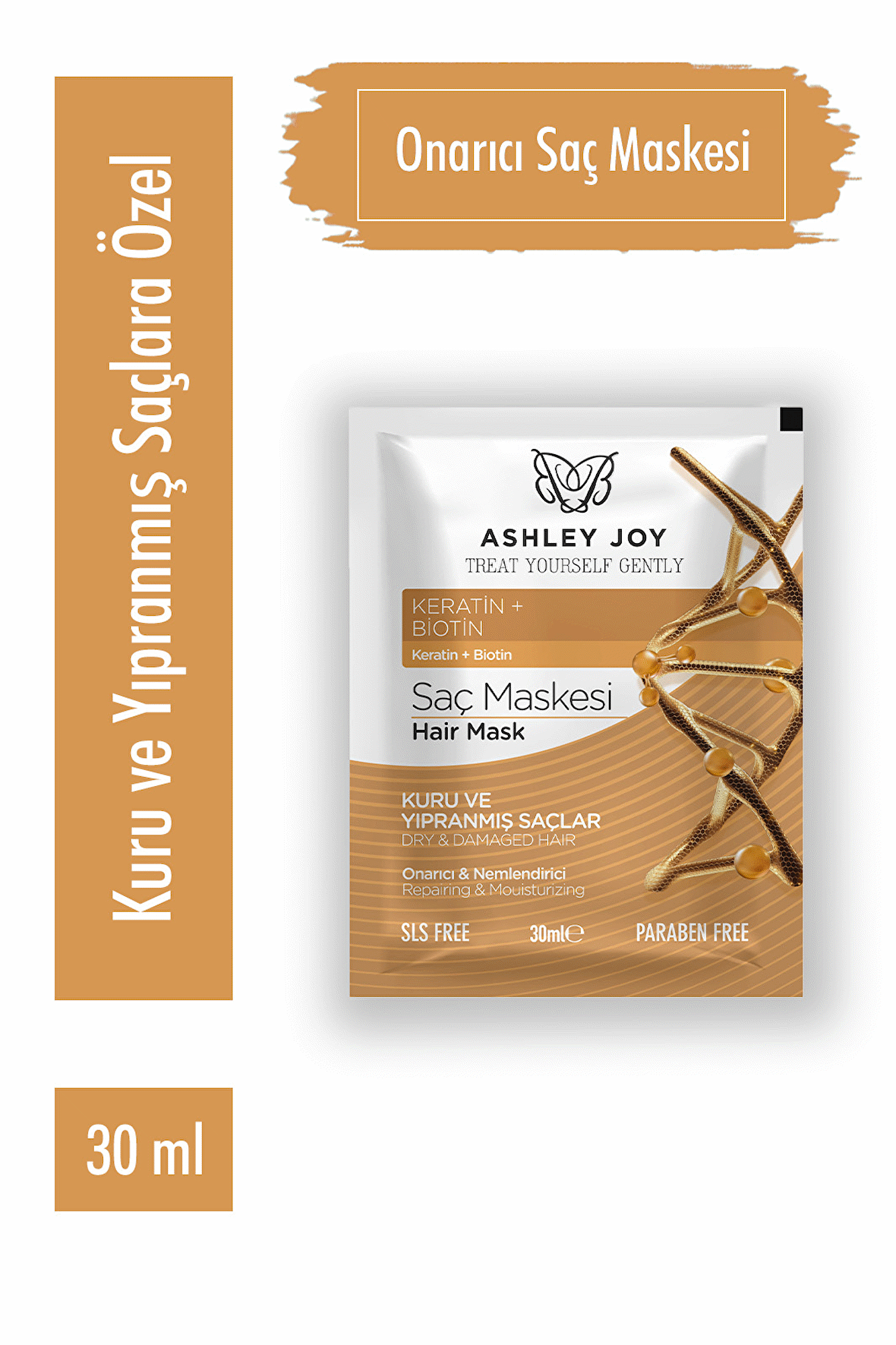 Ashley Joy Keratin & Biotin İçeren Kuru Ve Yıpranmış Saçlara Özel Onarıcı Saç Maskesi 30 ML