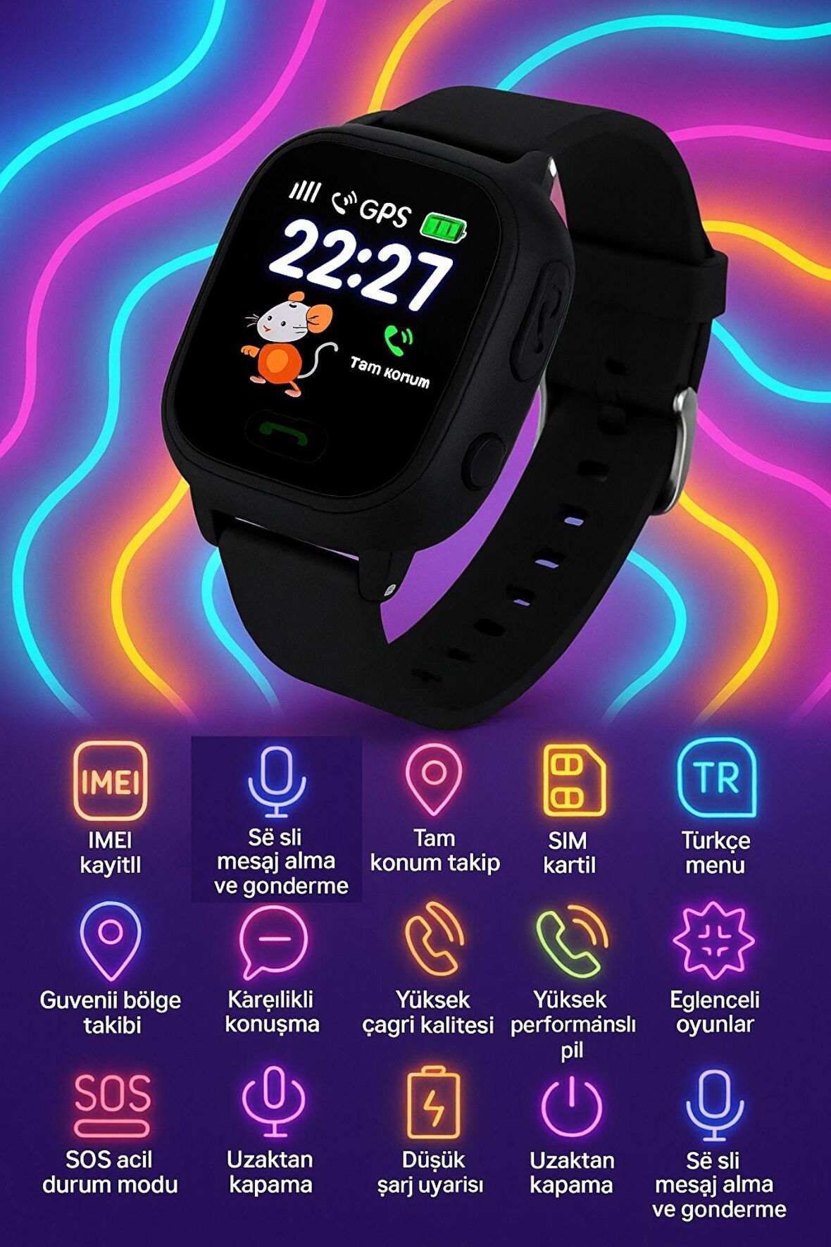 Uz q28 GPS Konum Takipli 4g Destekli Akıllı Çocuk Takip Saati Sim Kartlı Arama