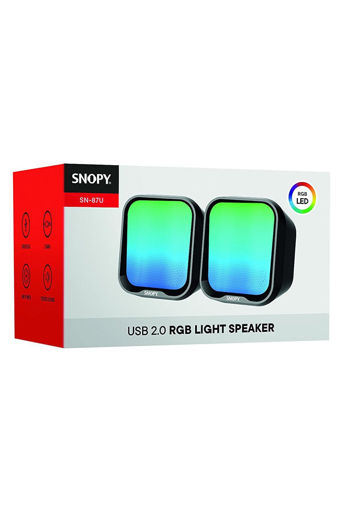 Snopy Mini Bilgisayar Hoparlörü Rgb Işıklı 2.0 Usb Oyun Stereo Kablolu Pc Hoparlör 3.5mm Aux Girişi