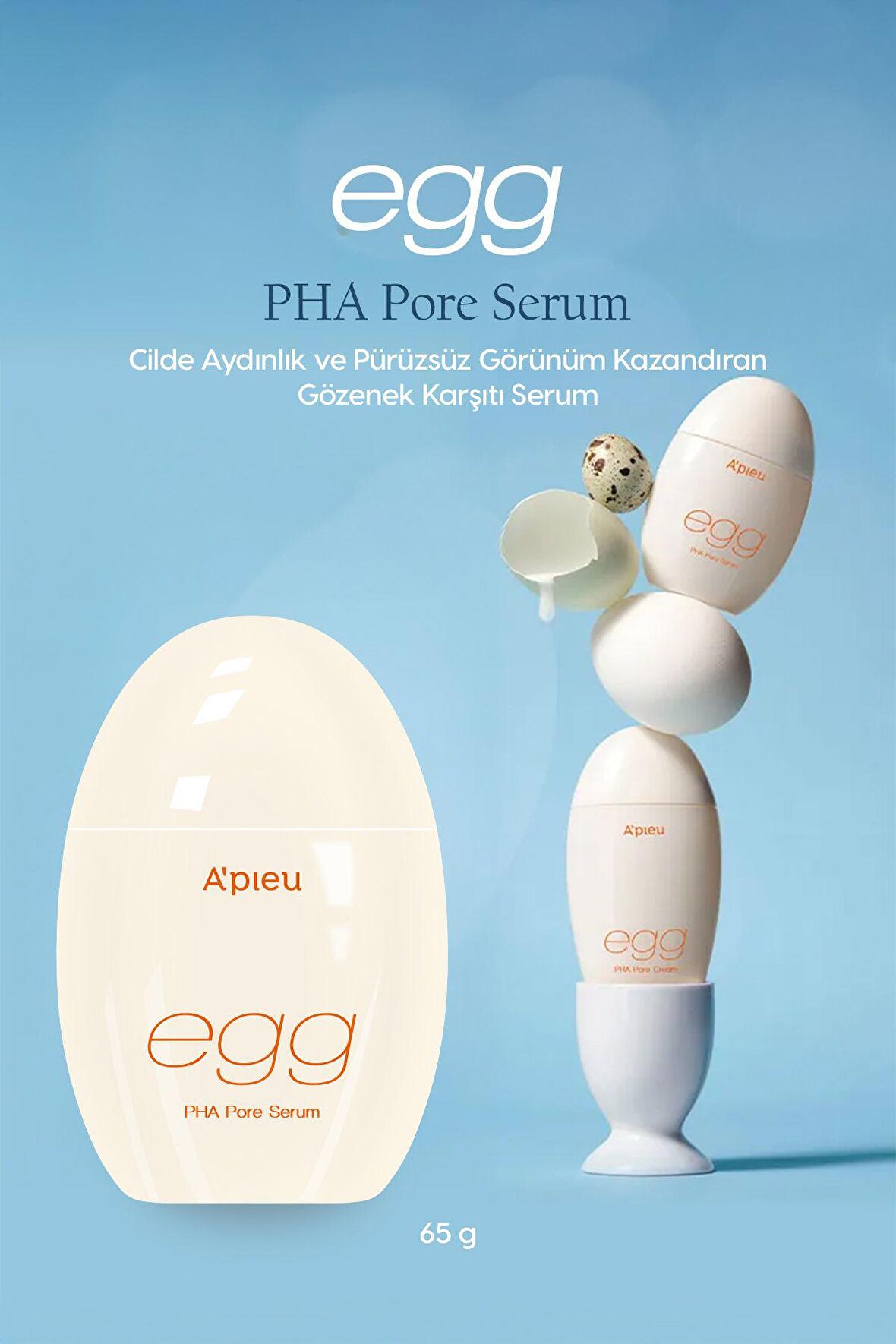 Cilde Aydınlık ve Pürüzsüz Görünüm Kazandıran Gözenek Karşıtı Serum A'PIEU Egg Pha Pore Serum