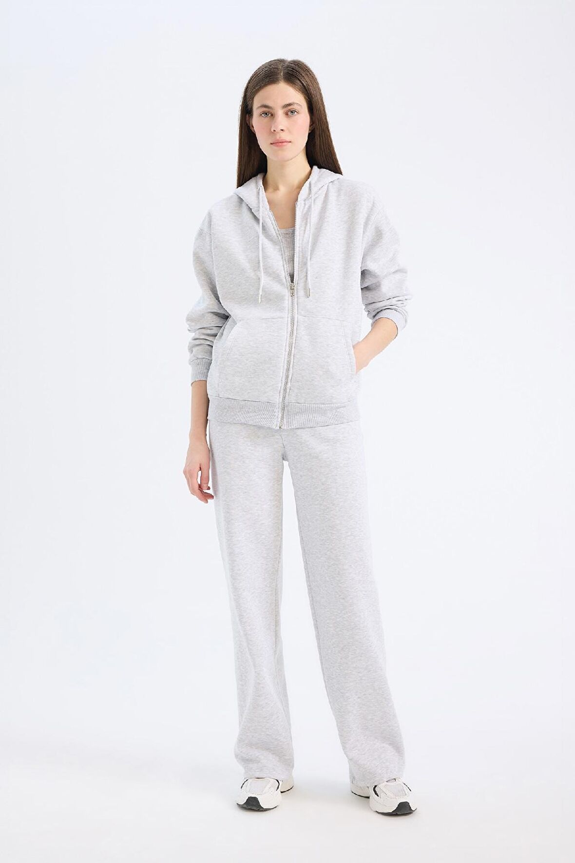 DeFacto Straight Fit Kalın Eşofman Altı Cepli Yüksek Bel B8571AX25SPGR93