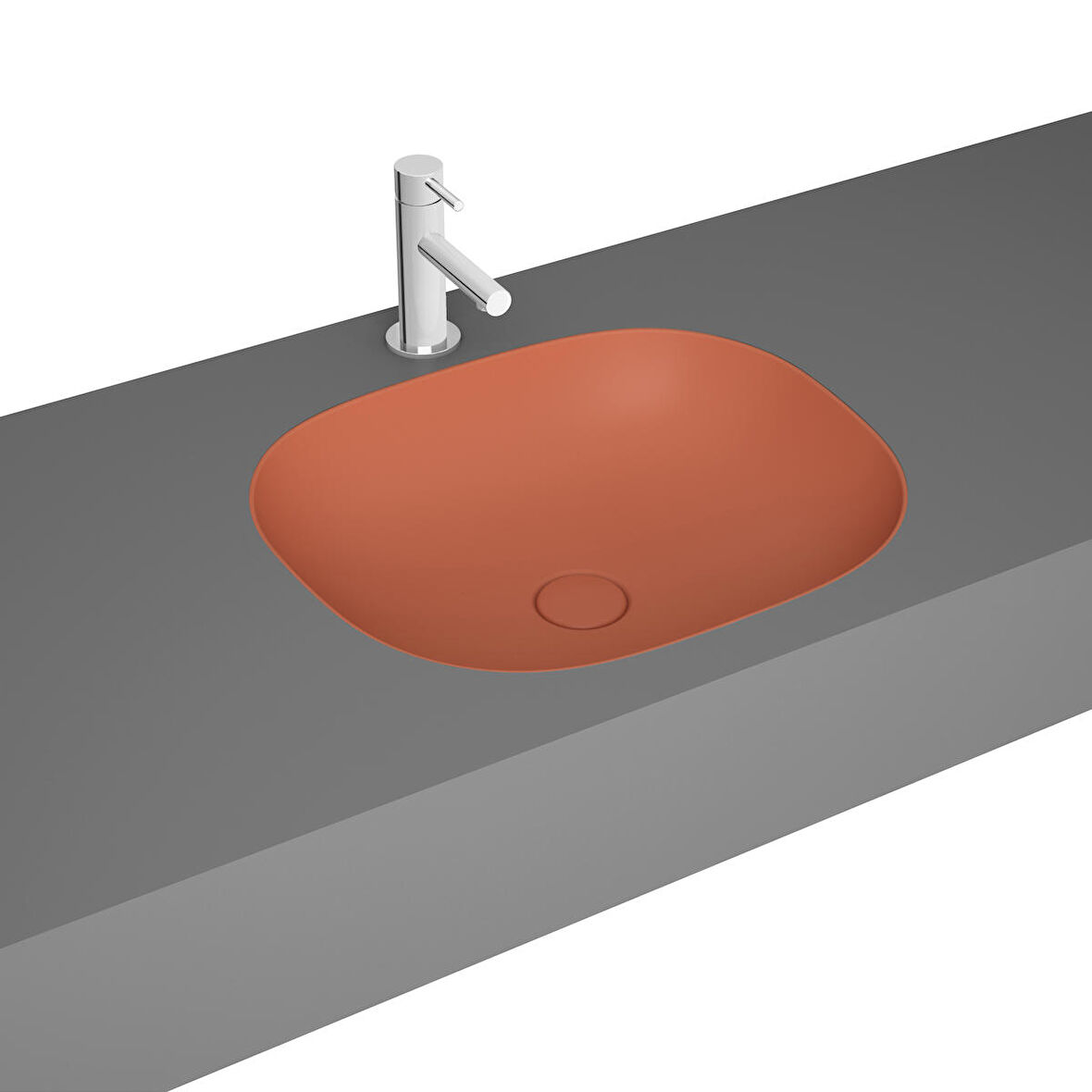 VitrA Plural 7810B477-1083 Kare Alçak Tezgahaltı Lavabo, VitrA Clean, 45 cm, Mat Terra Rossa