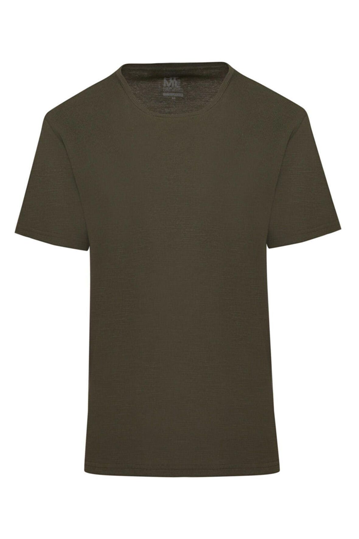 Haki Regular Fit %100 Pamuk Bisiklet Yaka Tişört | M