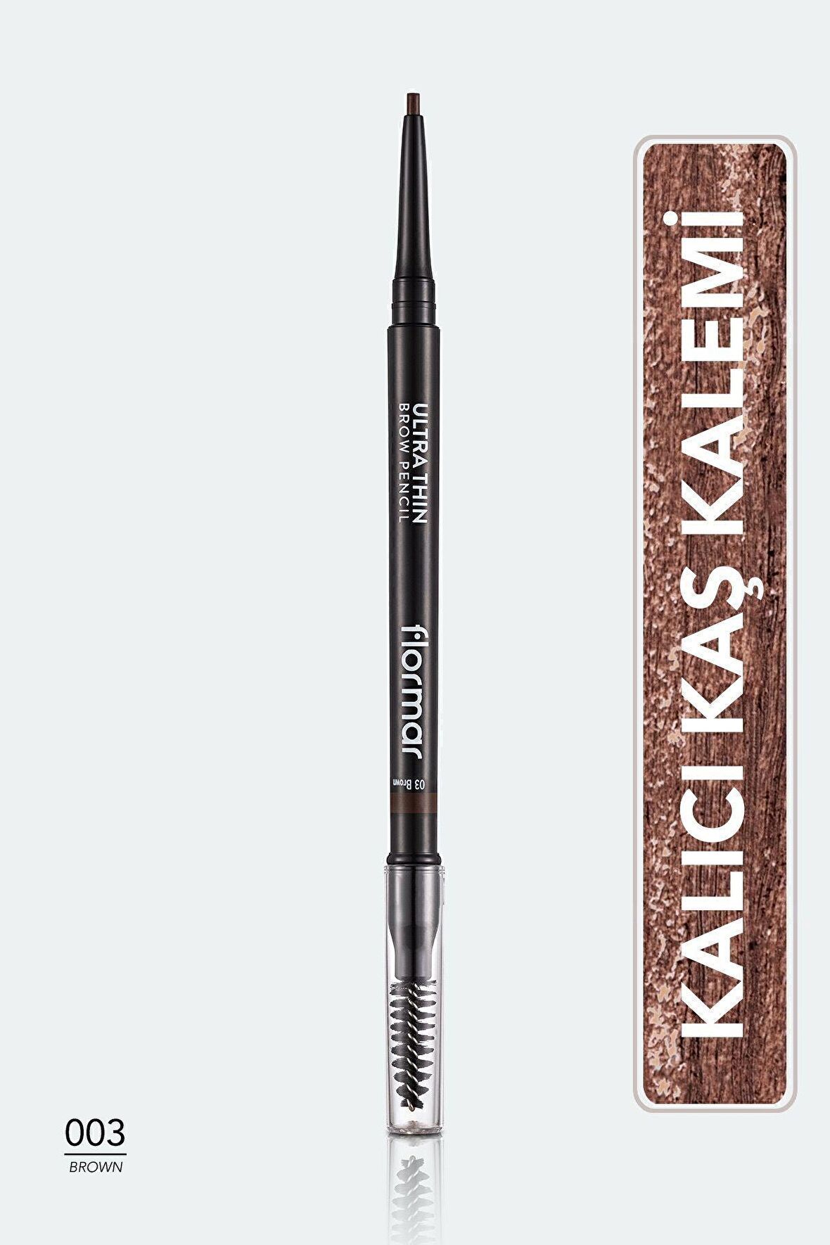 Flormar New Kaş Kalemi & Fırçası - Ultra Thin Brow Pencil - 003 Brown - 8690604572120 Tasarım 542167