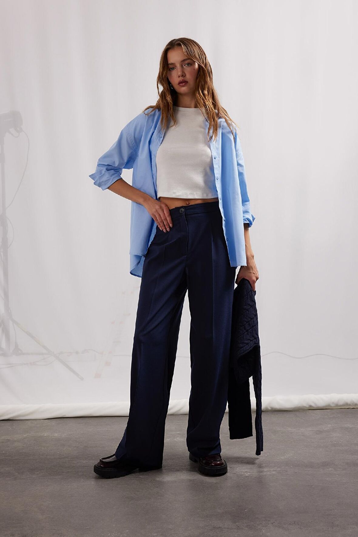 DeFacto Wide Leg Yüksek Bel Standart Boy Kumaş Pantolon C6402AX25SPNV207