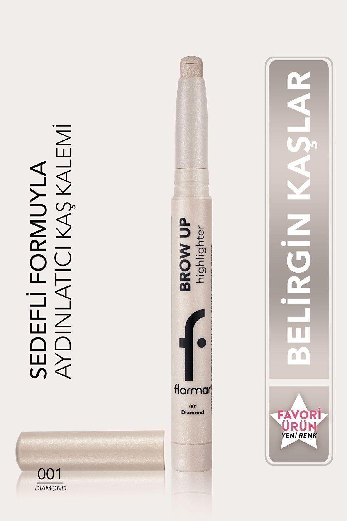Flormar Asansörlü Aydınlatıcı Kaş Kalemi Gümüş -brow Up Highlighter Pencil-001 Diamond-8682536072434