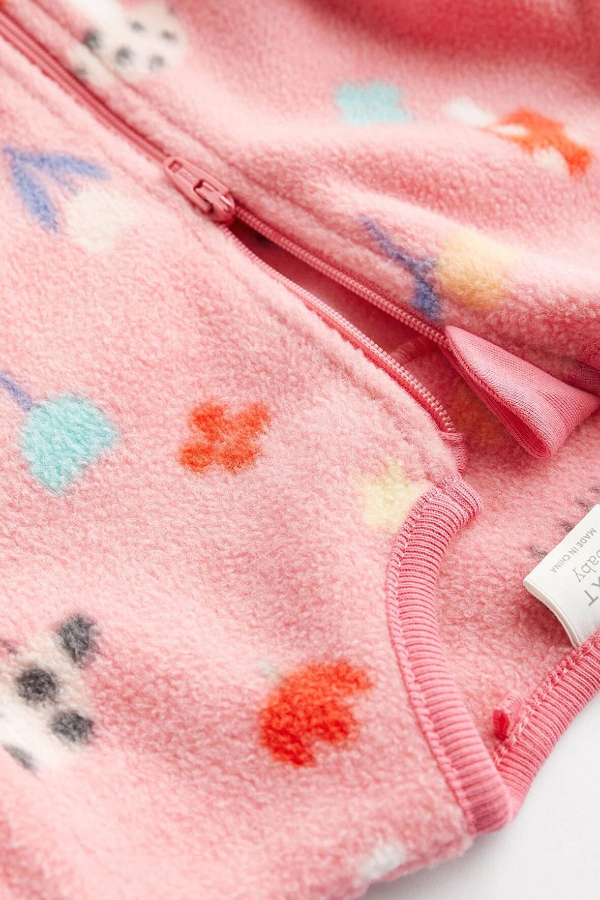 Baby Pamuklu Pembe Arı Desenli Polar 2’li Tulum Set