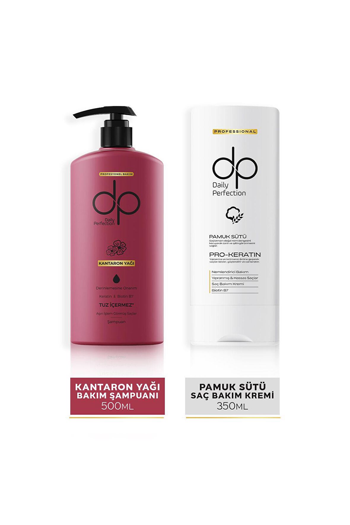 Daily Perfection Kantaron Yağı Tuzsuz Şampuan 500 Ml+Pamuk Sütü Buğday Proteini Saç Kremi 350 ml