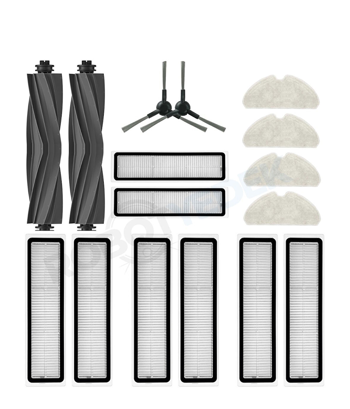 Dreame D9 Max Gen 2 Uyumlu Yedek Silikon Fırça Hepa Filtre Mop Seti-16 Parça